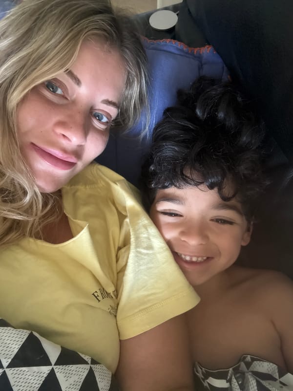 Mother and child share quiet morning moment in Rousset