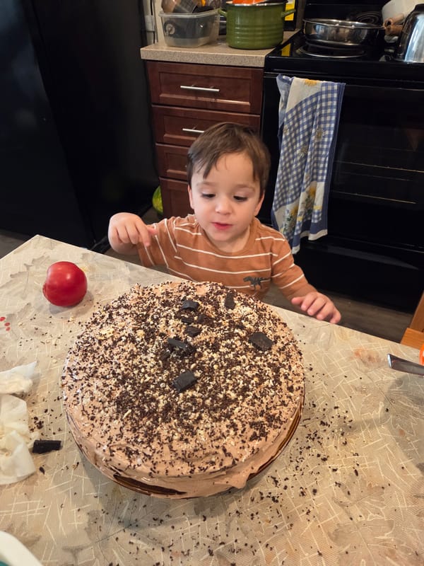 Chocolate cake and ice cream at a Glendale kitchen birthday