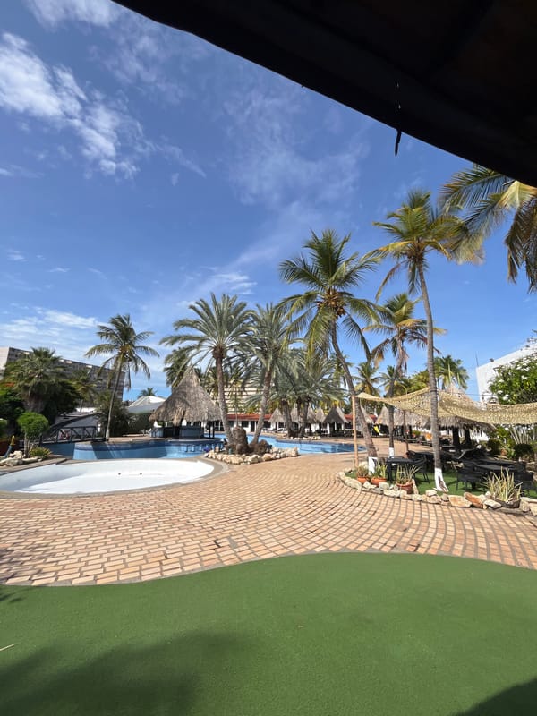 Woman documents tropical Venezuela day with selfies, resort scenes