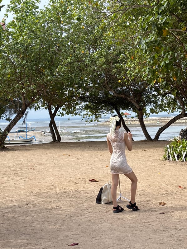 Morning beach life unfolds in Denpasar during early hours