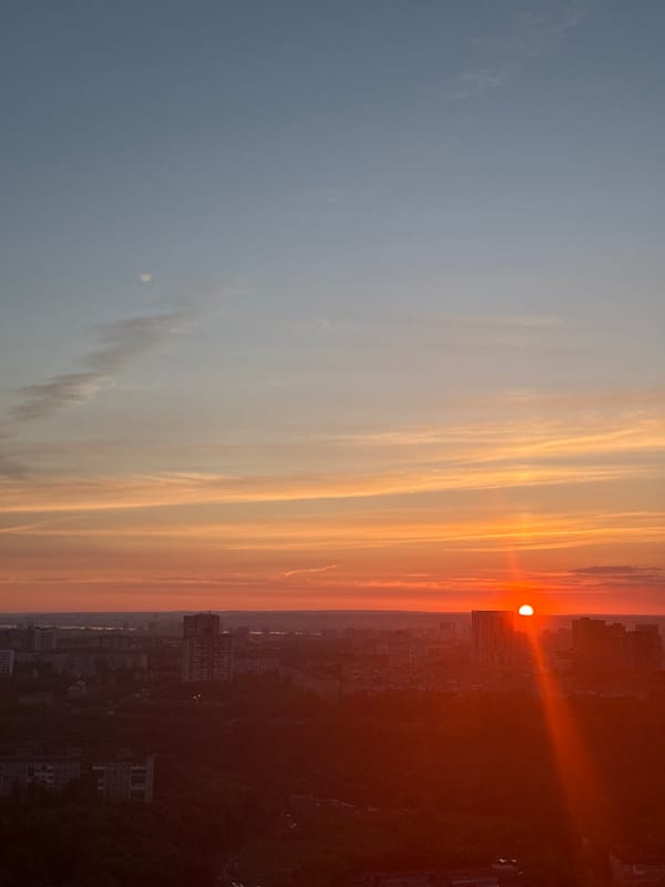 Perm's longest day closes with a wide golden sunset