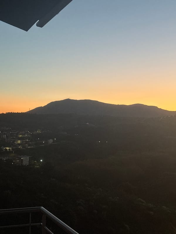 Twilight mountain views captured over Mirandela, Portugal