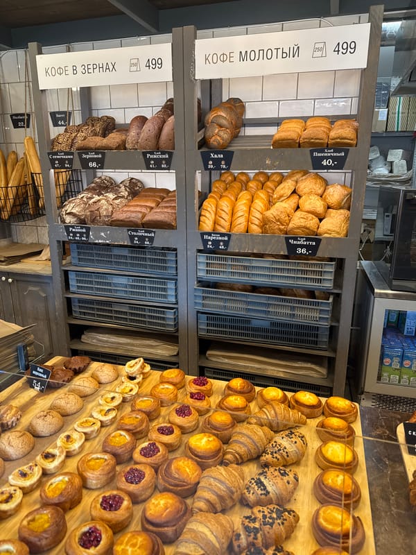 Inside a Russian bakery and its surrounding neighborhood, one morning