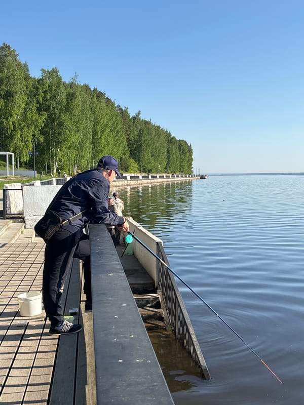 Early morning fishing observed on Kama River in Chaikovsky