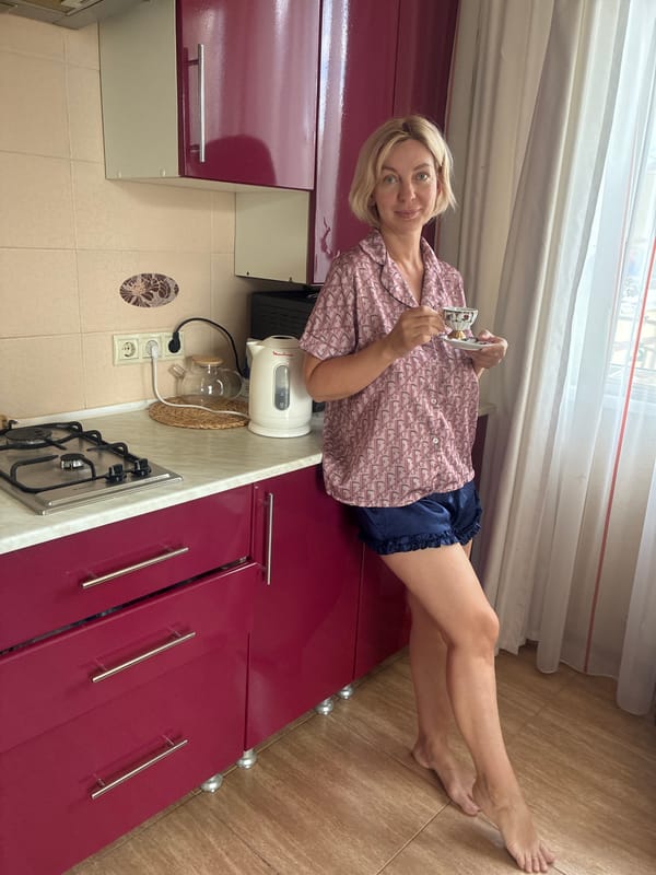 Morning at home in Sochi: tea, pajamas, and a bathrobe