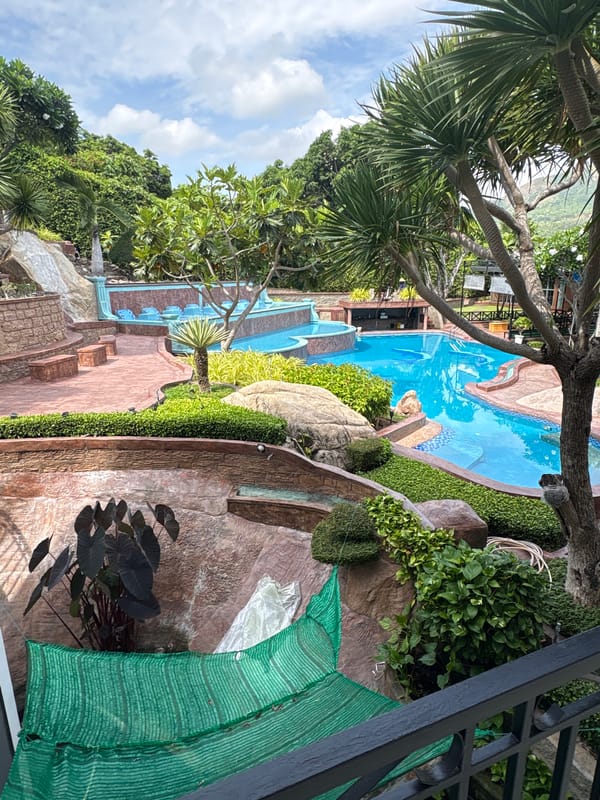 Multi-tiered pool complex observed in Bac Nha Trang Ward