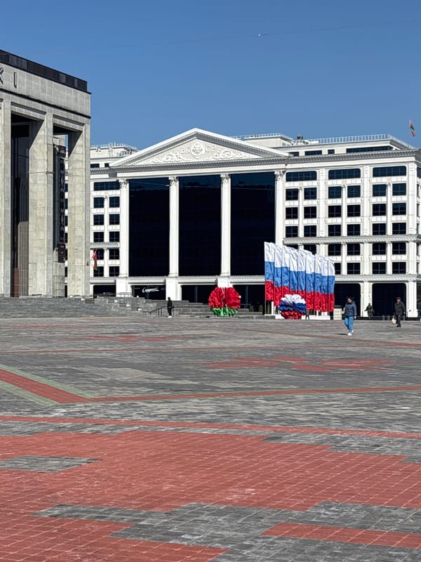 Russian flags displayed at government buildings in Minsk