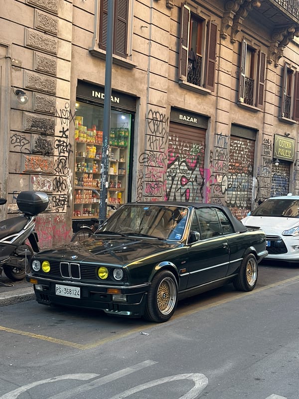 Vintage BMW convertible spotted parked on Milan street