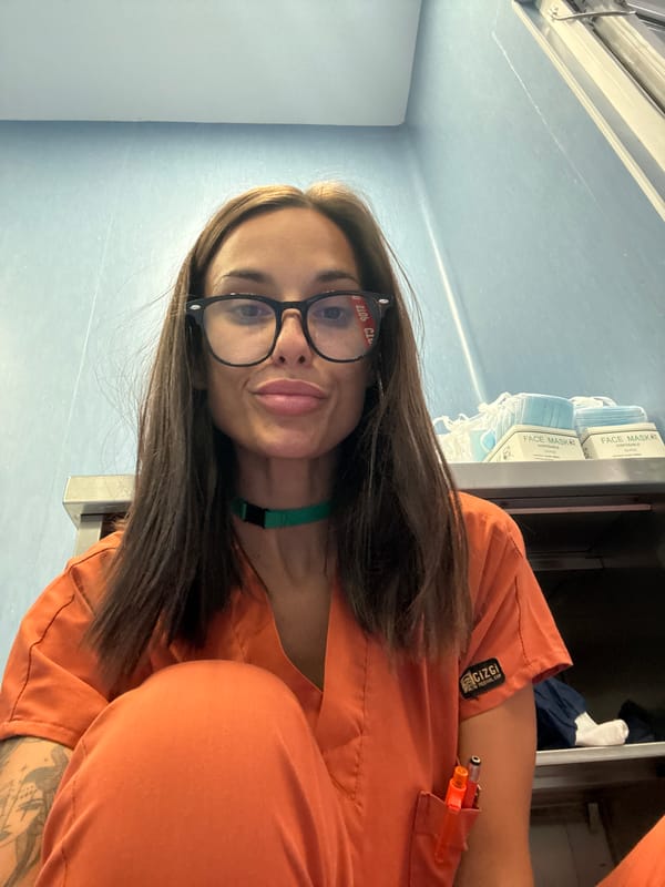 Casual selfie in scrubs, Pleven, Bulgaria