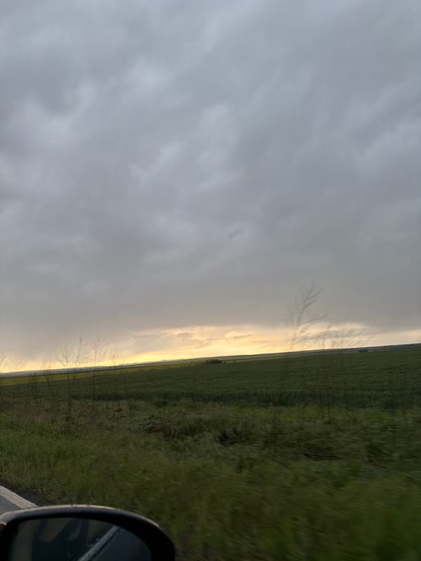 Driver captures rural Bulgarian landscape during afternoon journey