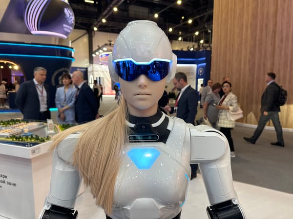 Humanoid robots showcased at early morning exhibition in Shushary