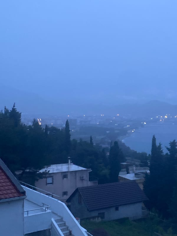 Night views captured from elevated position in Šušanj, Montenegro