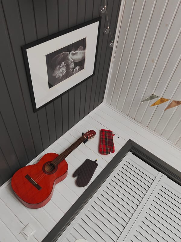 Eclectic art collection spotted in a Koledino interior
