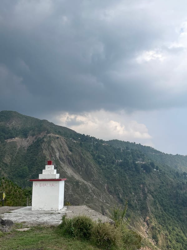 Overcast skies and green landscapes observed in Dharamshala region