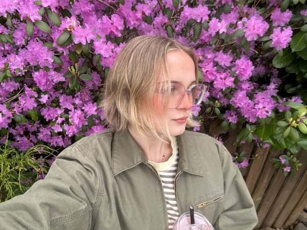 Person relaxes among purple flowers in Vancouver