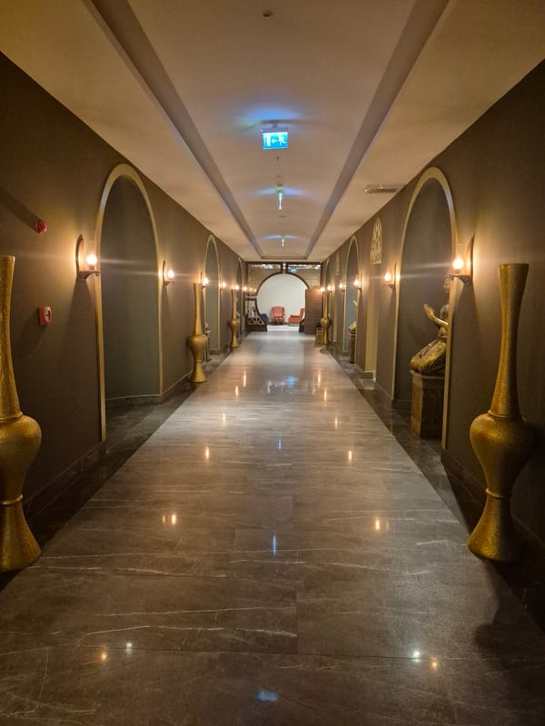 Tourist visits museum exhibits in Alanya, Turkey