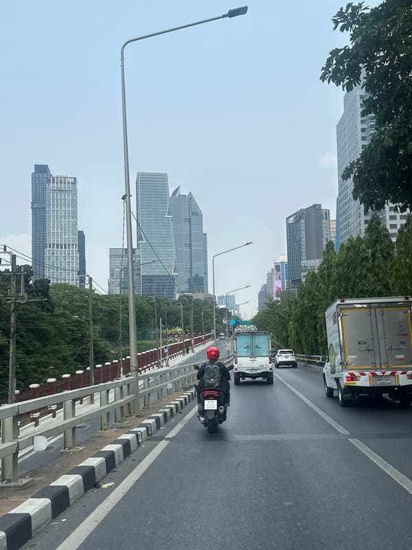 Morning traffic observed on Bangkok elevated highway