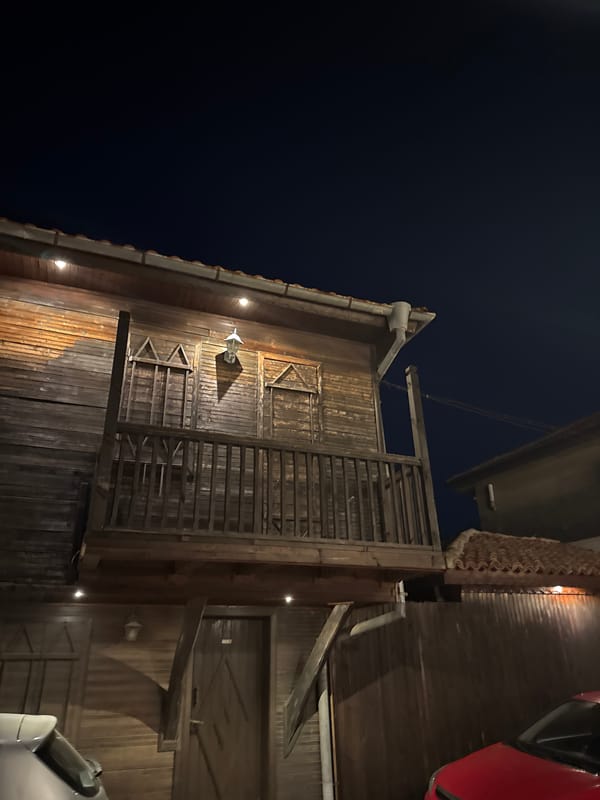 Nighttime in Sozopol's Old Town: stone, wood, and waterfront dining