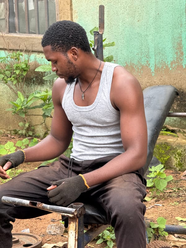 Outdoor gym session with improvised equipment in Akwanga, Nigeria