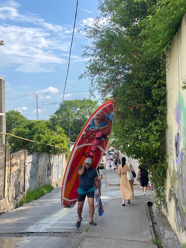 Colorful street details from a sunny Sochi afternoon