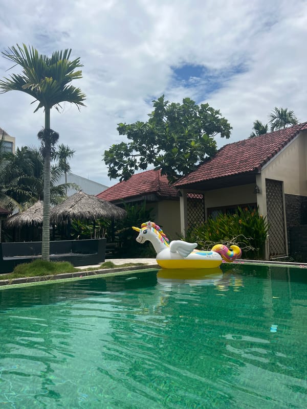 Tropical pool retreat in Hoi An, unicorn float included