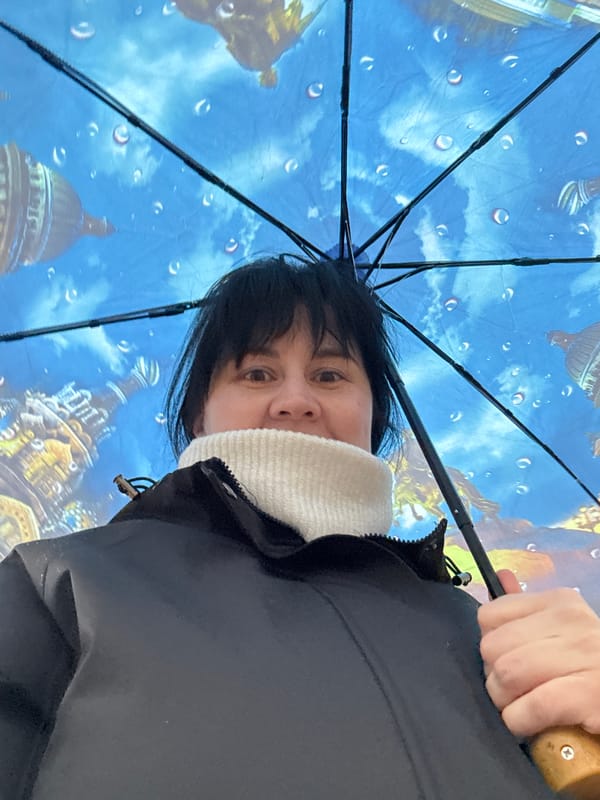 Woman with decorative umbrella spotted in Zav'yalovo, Russia