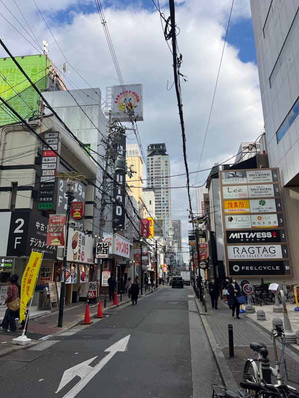 Morning street scene captured in commercial Osaka district
