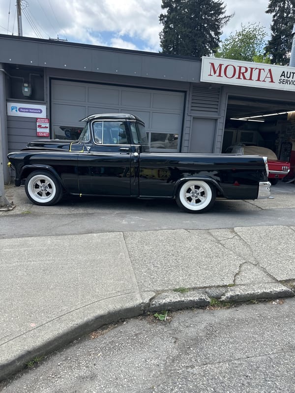 Classic pickup truck spotted at New Westminster auto shop