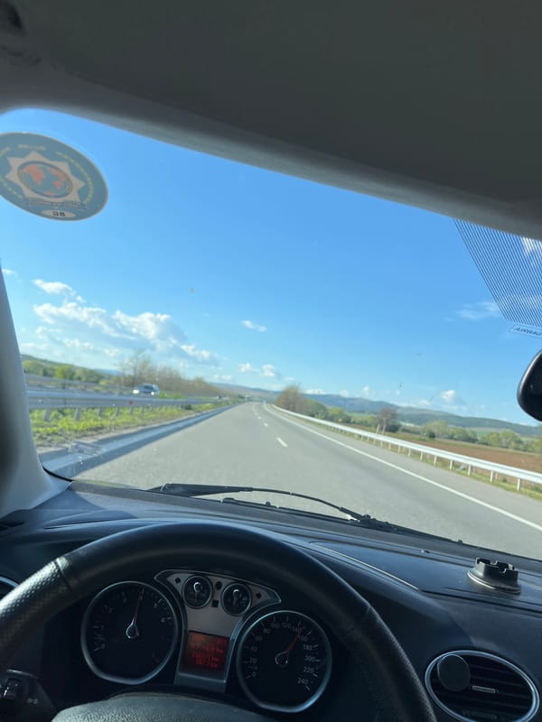 Highway drive documented in Dolna Dikanya, Bulgaria