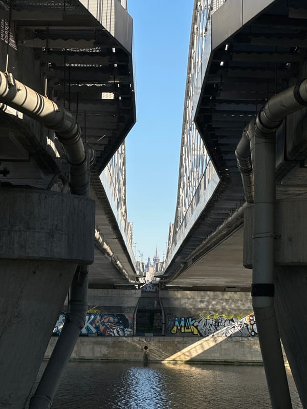 Under the Dębnicki Bridge, Krakow — concrete and sky