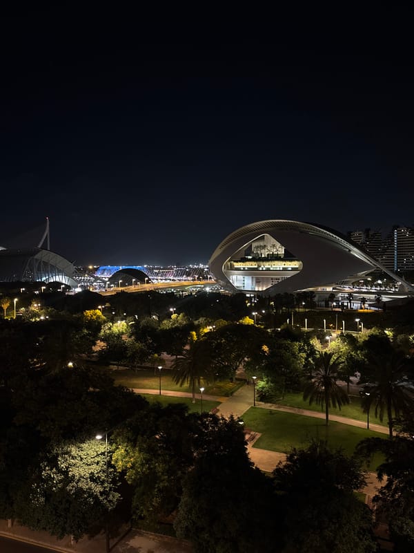Valencia's City of Arts and Sciences glowing at night
