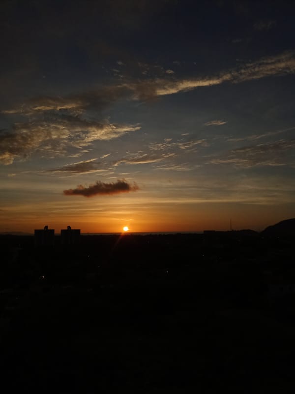 Sunset fades to twilight over Juan Griego's coastline