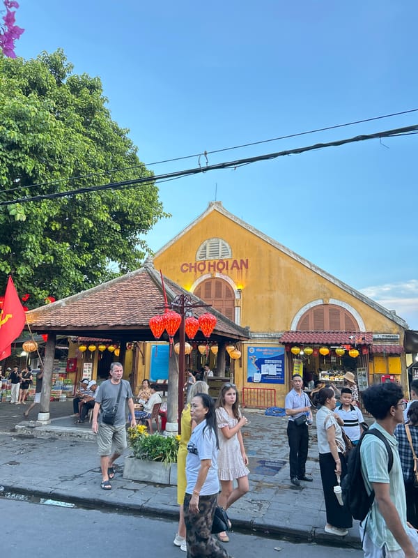 A busy morning in Hội An's Old Town market district