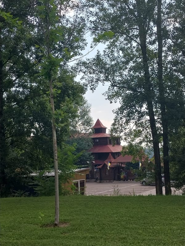 Wooden leisure complex with windmill and parkland, Dnipro