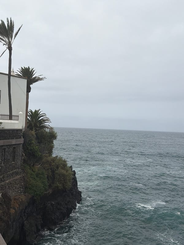 Rough waves hit Puerto de la Cruz's volcanic coastline