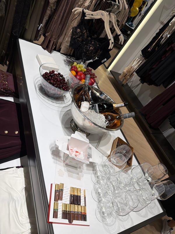 Inside a Burgas boutique during a styled retail event