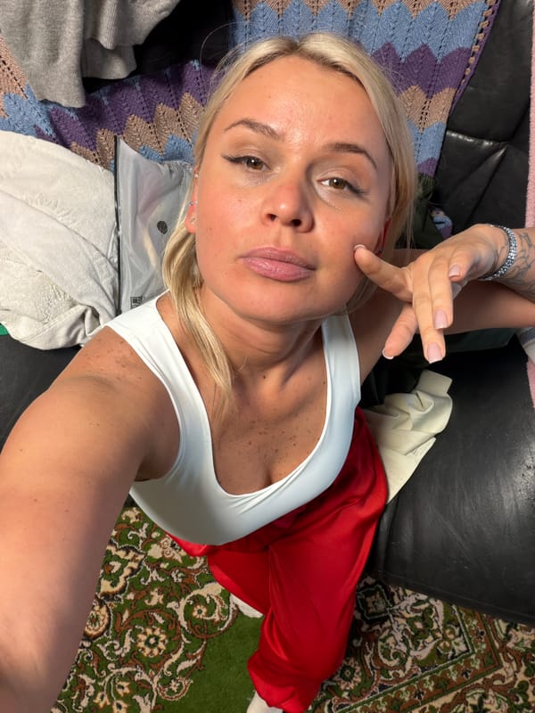 Woman rests on leather surface in Sarapul, Russia