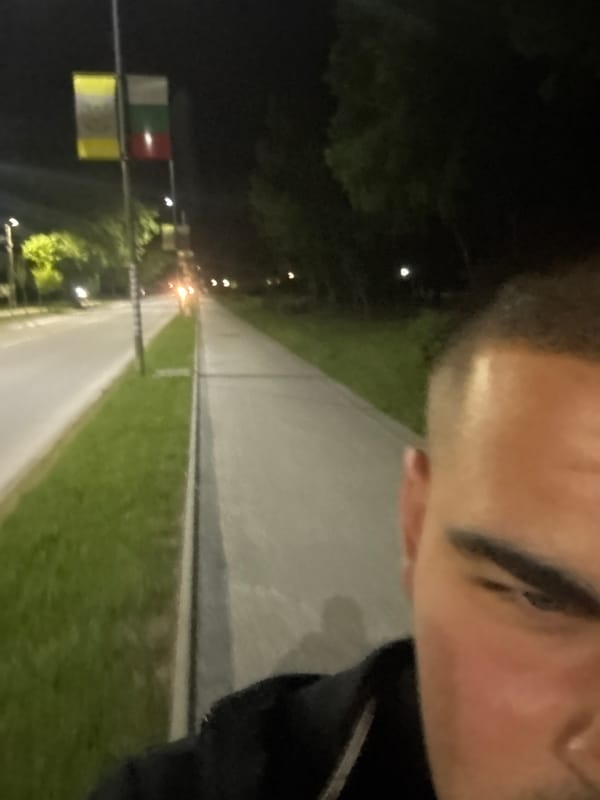 Night pedestrian spotted on pathway in Rakovski, Bulgaria