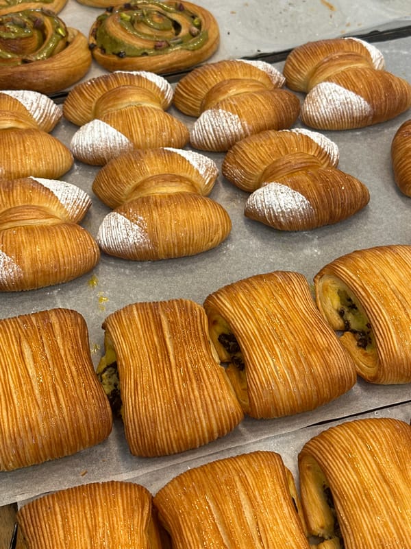 London bakery displays fresh pastries alongside tradition-themed social media content