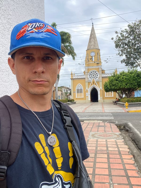 Tourist documents historic church visit in Venezuelan town