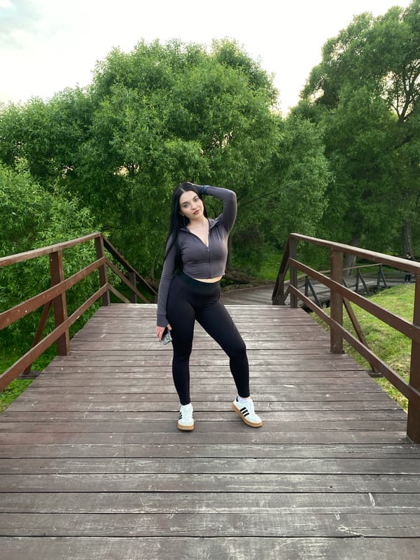Woman photographed during sunset outing in Marushkino parks