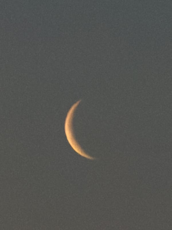 Dawn crescent moon observed over Leudelange, Luxembourg