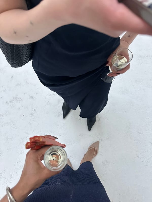 Champagne in hand, outdoor social moment in London