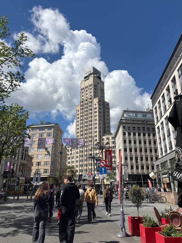 Antwerp skyline documented featuring KBC Tower and cathedral spire