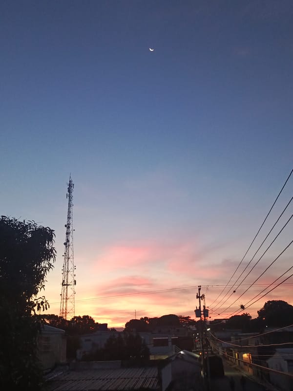 Crescent moon observed during sunset in Tinaquillo, Venezuela