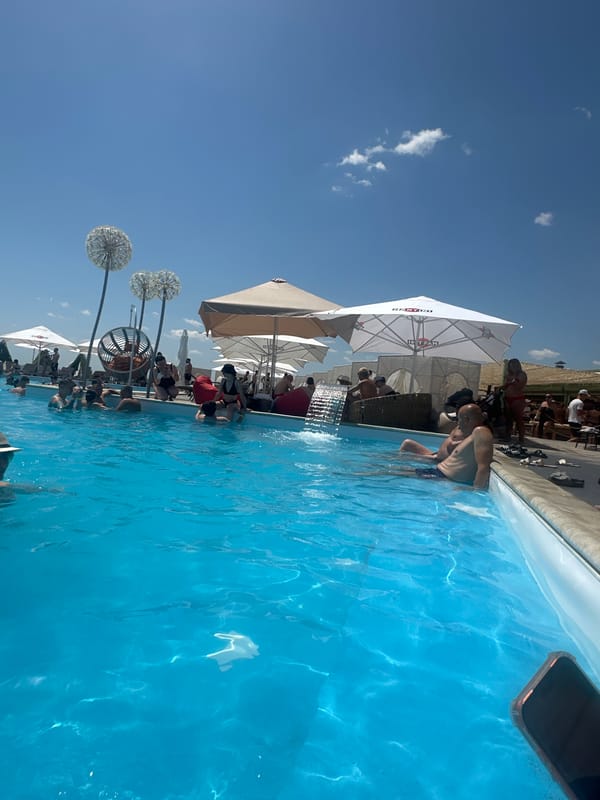 Summer crowds fill Fontanka's beach and pool venue