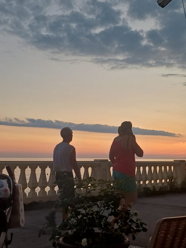 Summer evening on the Sochi seafront at golden hour
