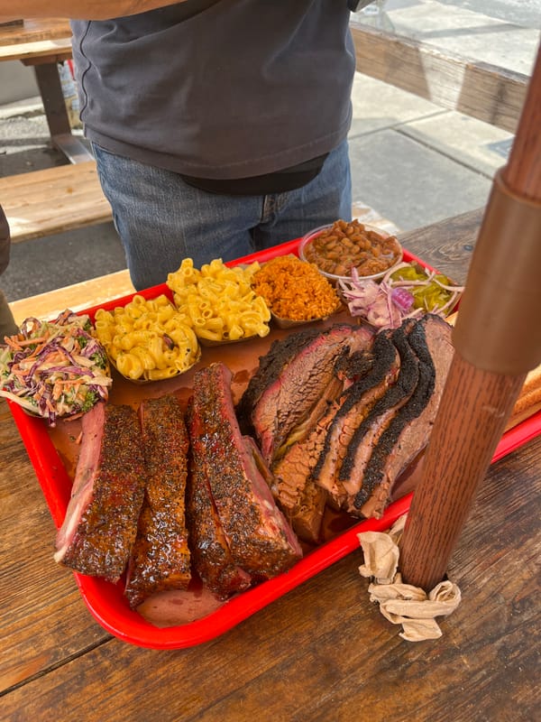 Evening barbecue service documented at Terry Black's in Austin