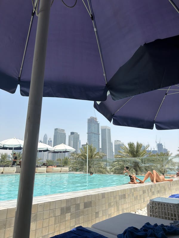 Beach morning and rooftop pool day in Dubai