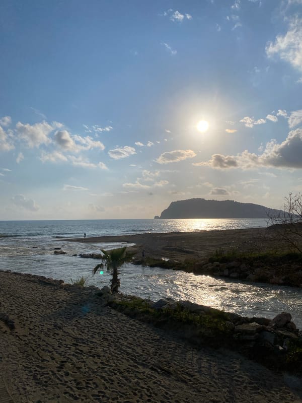 Afternoon beach leisure moments captured along Alanya's Mediterranean coastline
